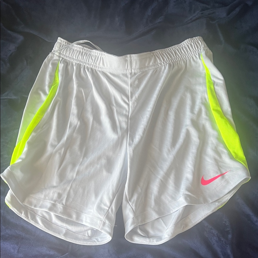 Nike Women's Athletic Shorts in White with Neon Accents
